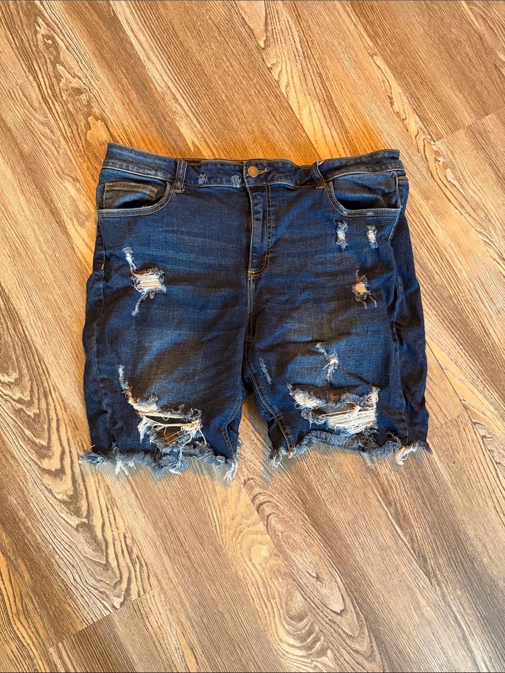 Distressed Dark Blue Denim Women’s Shorts